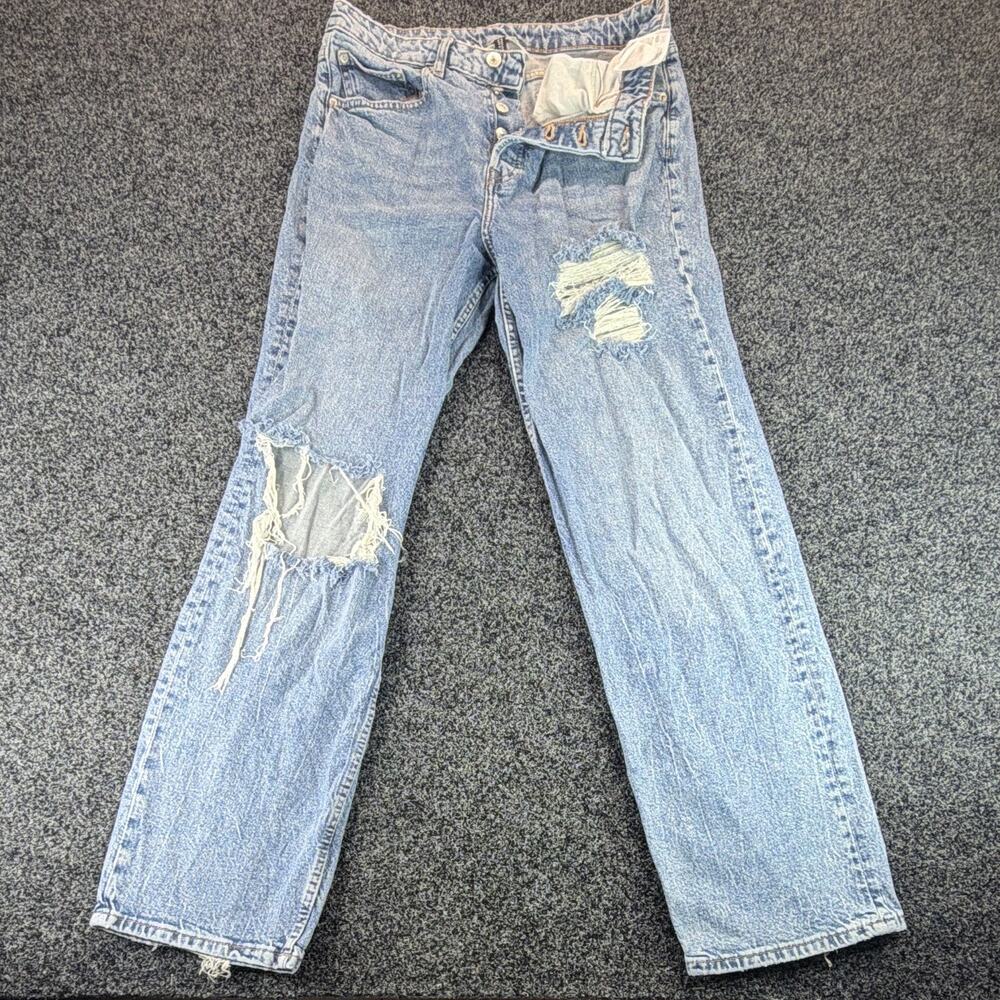 H&M Divided Women's Jeans Size 10 Light Wash Ripped Distressed Straight Leg